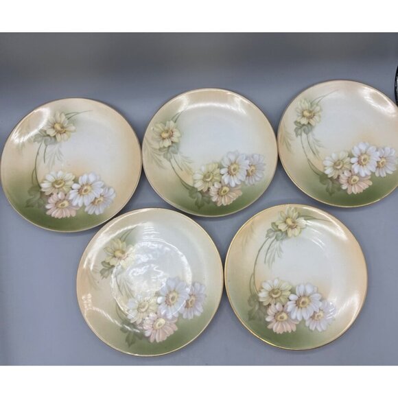 5 Pc Vintage Reinhold Schlegelmilch R.S.Tillowitz Germany Daisy Salad Plates - Picture 1 of 8
